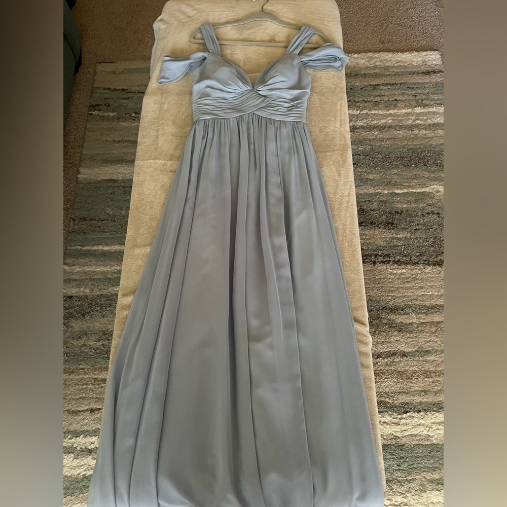 Azazie blue long formal dress